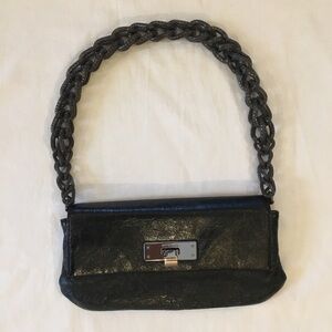 MICHELE Patent Leather w/ Chain Handbag Purse